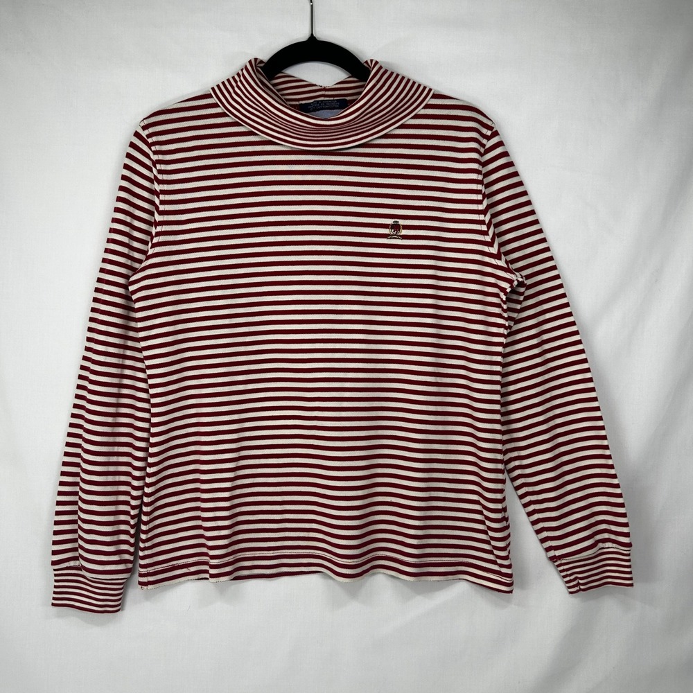 Vintage Tommy Hilfiger Red White Striped Turtleneck Sweater M